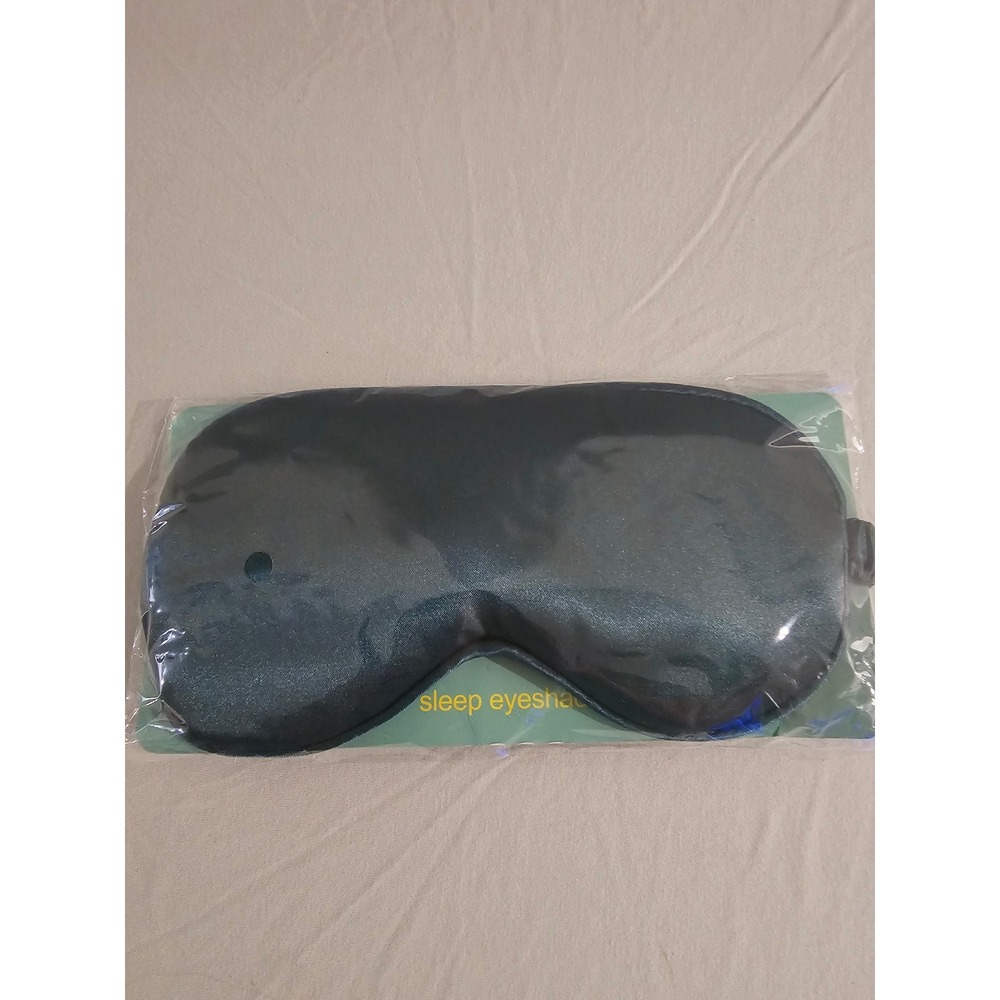 Dark Teal Satin Sleep Eye Mask Elastic Strap Travel Blindfold New